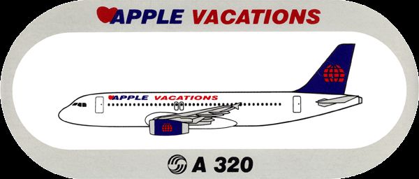 AIRBUS A320 STICKER APPLE VACATIONS EXTREMELY RARE  Photo 1