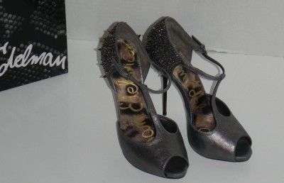 NIB SAM EDELMAN SCARLETT SPIKE PEWTER CIPRIA LEATHER HEEL size 7.5 