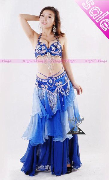 quality belly dance costume 2 pics bra&belt 7 colours  