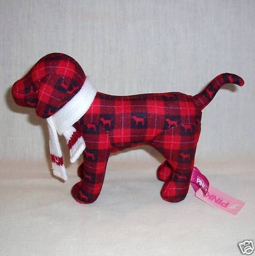 Victorias Secret PINK Red & Black Plaid Dog in Scarf  