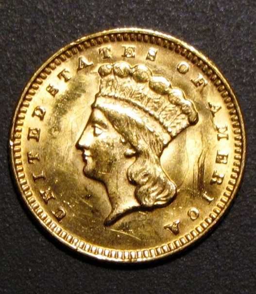 1874 $1 TYPE 3 GOLD CHOICE BU  