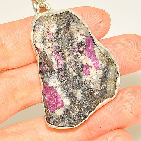 Sterling Silver ROUGH RUBY IN GRANITE Pendant UNIQUE  