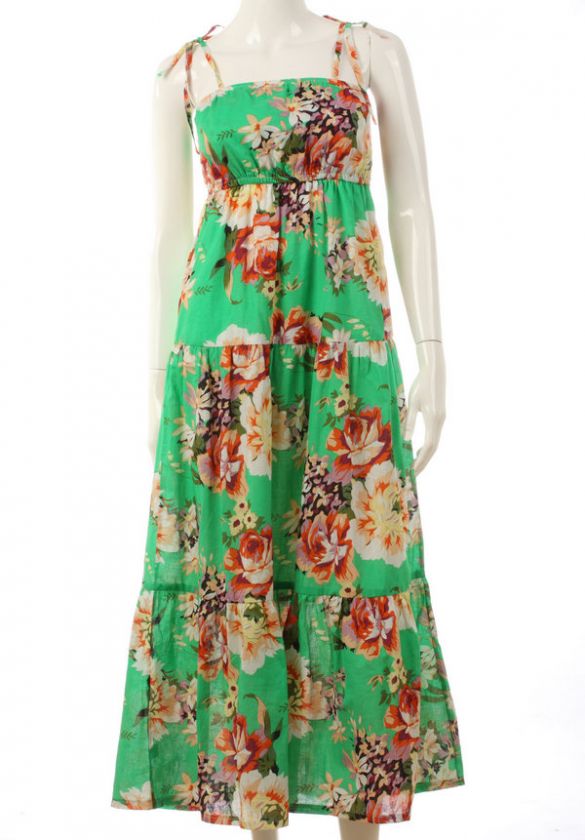 HOT FLORAL PRINT BOHO SMOCKED MAXI DRESS STRETCH 0401  