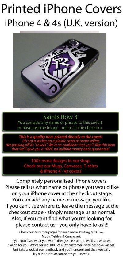 saints row 3 cover / iphone 4 4g & 4s / uk seller  