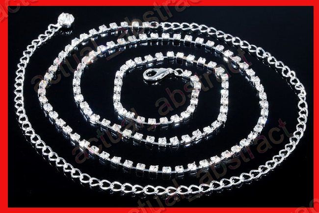 FREE 5XCzech rhinestone&silver plated BELLY BELT 1 5ROW  