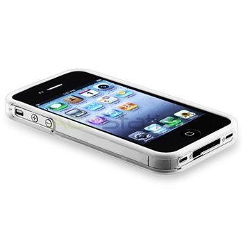 Clear/White Bumper Skin Gel TPU Soft Rubber Case Cover for iPhone 4 