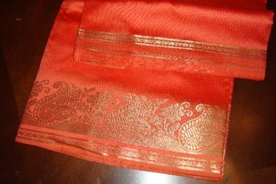 5YRDS ORANGE ART SILK SARI/BLOUSE SAREE FABRIC DRAPE  