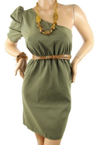 121AVENUE One Shoulder Seductive Dress Green Small NEW  