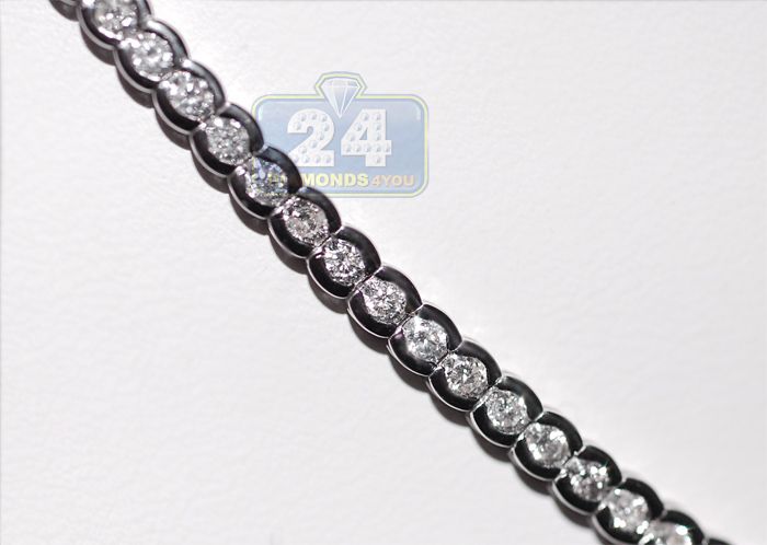 18K White Gold 4.16 ct Diamond Womens Chain Necklace  