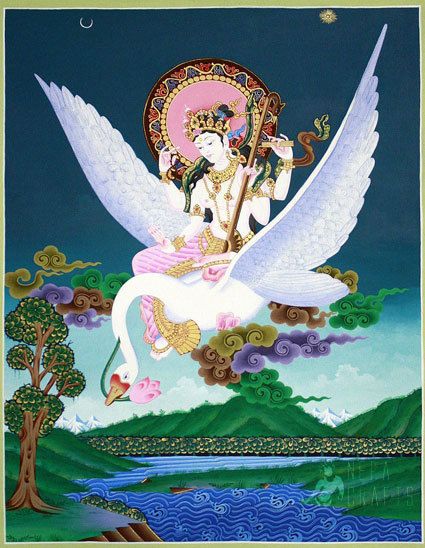 162.47 Saraswoti Thangka Painting Lama Arts Nepal  