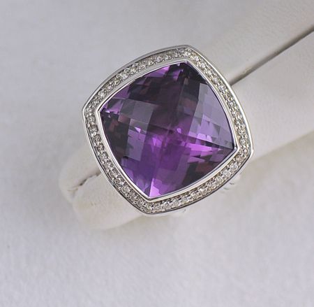 David Yurman 17mm Amethyst Pave Diamond Albion Ring  