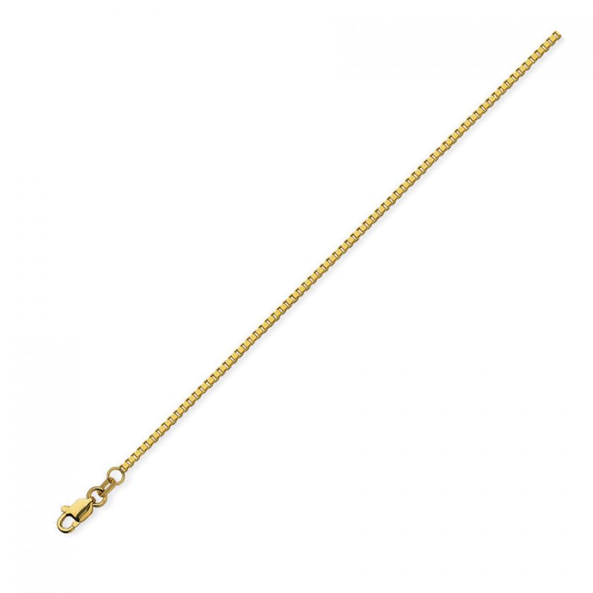 14K Yellow Gold Box Chain Necklace 1.2mm 18 Inches New  