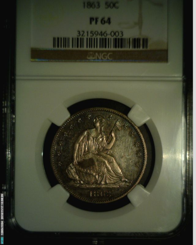 1863 SEATED LIBERTY HALF DOLLAR ~ NGC PF64 PROOF  