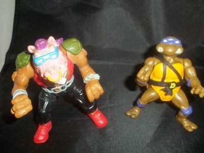 Lot of 7 Teenage Mutant Ninja Turtles 1988 Figures TMNT Some Weapons 