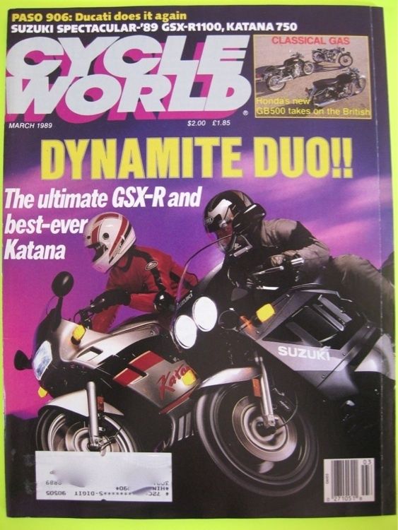 Cycle World 1989,GSX R 1100 GSXR,Katana,ATK,GB550,Paso  