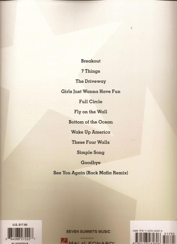 MILEY CYRUS BREAKOUT PVG Piano Vocal Guitar Song Book  