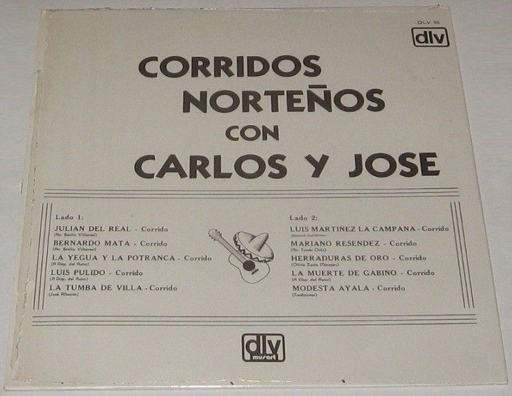 CARLOS Y JOSE   CORRIDOS NORTEÑOS   LP norteño  