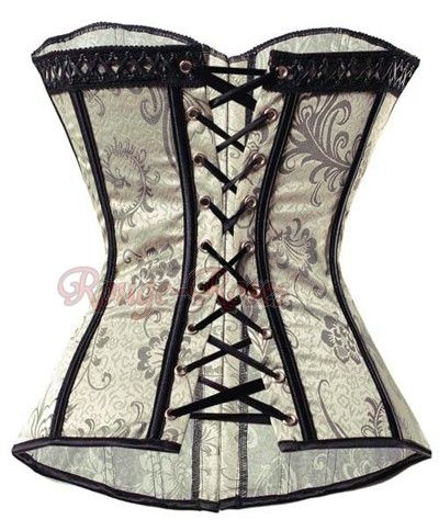 5X PLUS SZ Silver Victorian Front Steel Boned CORSET XXXXXL g506