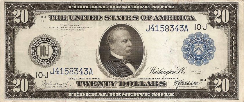   1914 TWENTY DOLLAR FEDERAL RESERVE CURRENCY BILL KANSAS CITY  