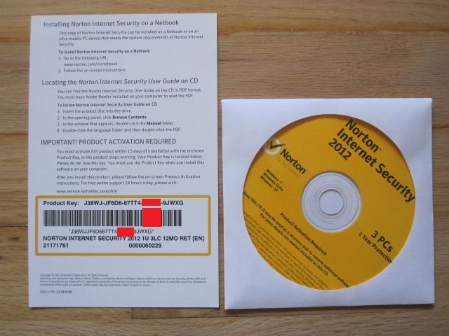 Genuine Symantec Norton Internet Security 2011 2012 3 PCs Actual CD 