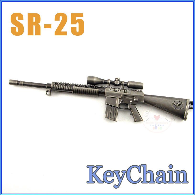 US Knight SR 25 Sniper Miniature Rifle Gun Model Keychain ring 