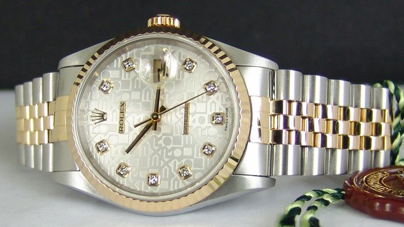 ROLEX   Mens 18kt Gold & SS 36mm DateJust Silver Jubilee DIAMOND Dial 