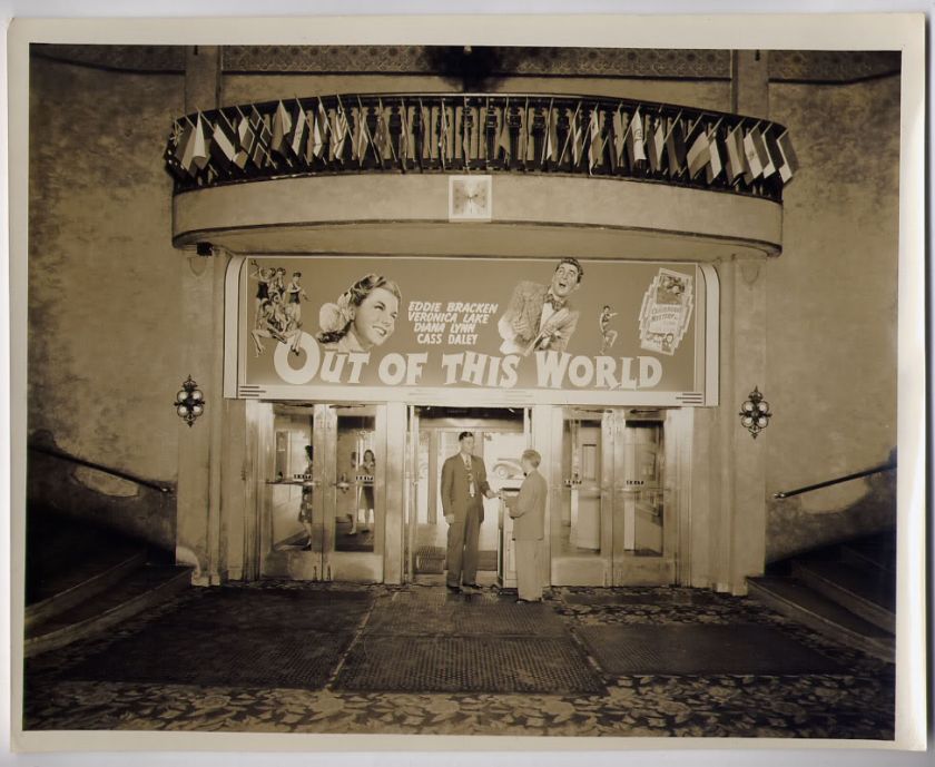 MOVIE THEATRE LOBBY   VERONICA LAKE, EDDIE BRACKEN FILM Vintage 