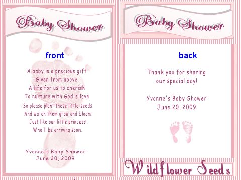 25 Baby Shower Seed Favors   Personalized   Baby Feet  