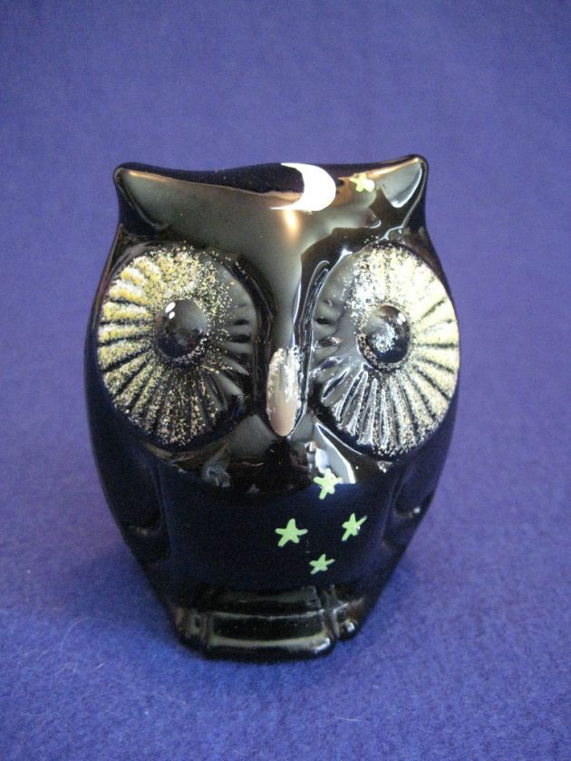 Fenton 3 Black Owl HP Stars & Moon 100th Anniv  