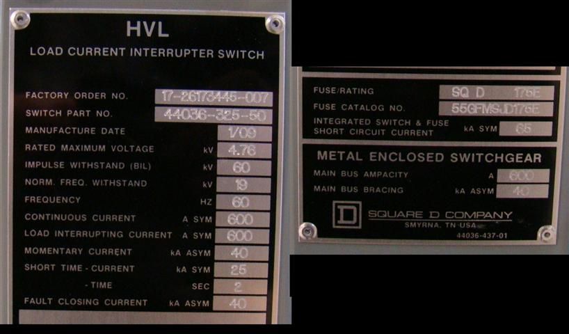 1000 kva Square D Transformer HV 4160 3ɸ LV 480 & 600a HVL Switch 