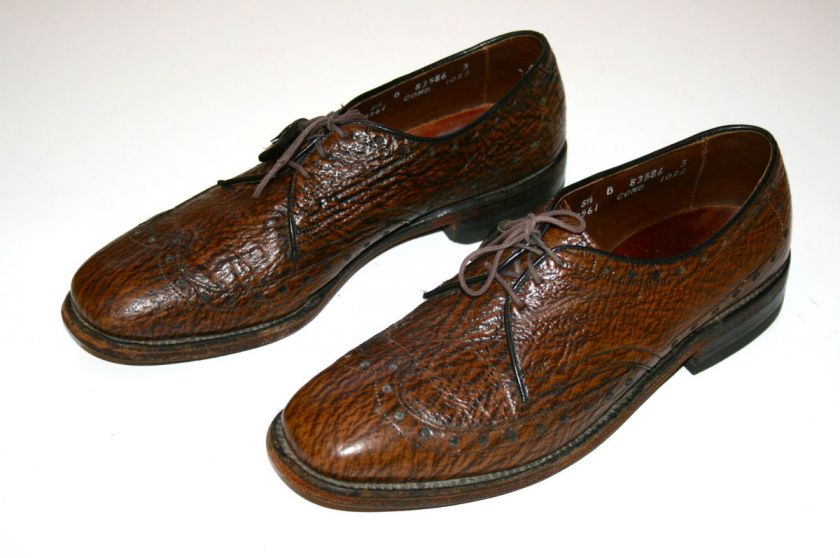 Vintage Allen Edmonds SHARKSKIN Wingtip Leather Dress Shoes Sz 8.5 B 