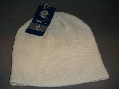   COWBOYS REEBOK KNITTED BEANI STOCKING HAT CAP WHITE ON WHITE STAR