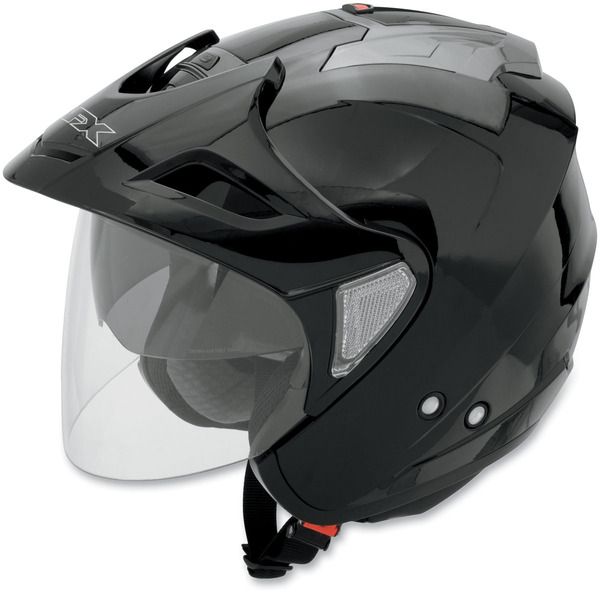 AFX FX 50 Open Face Motorcycle Helmet w/ Shield and Visor Gloss Black 