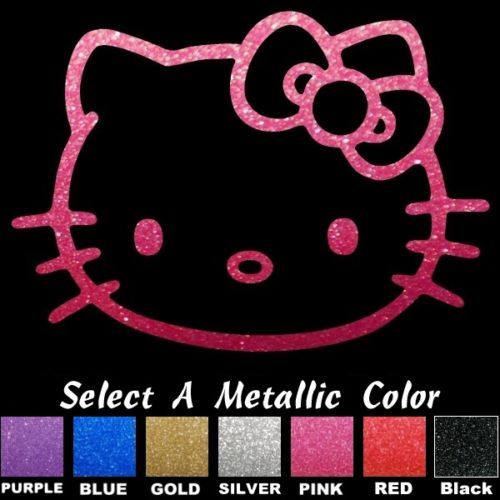 HELLO KITTY PINK GLITTER 18 inch Window Stickers Decals  