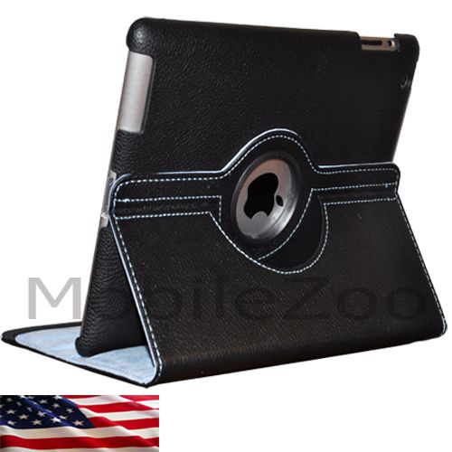 iPad 3 360 Rotating Magnetic Leather Case Smart Cover Stand Apple iPad 