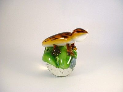 HAND MADE GLASS BLOWN LIZARD ART SCULPTURE PAPERWIGHT  