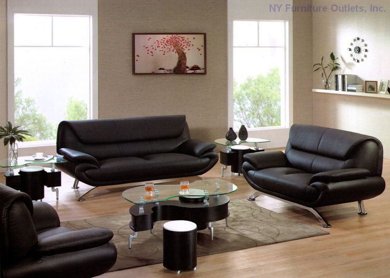 7040 Living Room Sofa Set Contemporary Italian Leather  