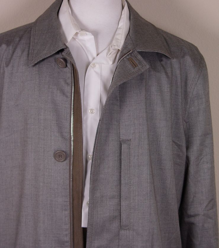 ZEGNA COAT $3195 GRAY ELEMENTS TRENCH COAT 44R 54e NEW  