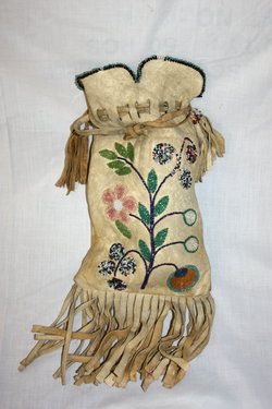 ANTIQUE BEADED LEATHER PIPE BAG EARLY 1900s FOX TRIBE NO REPRO NATIVE 