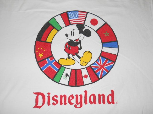 vintage DISNEYLAND MICKEY MOUSE FLAGS WHITE t shirt XL  