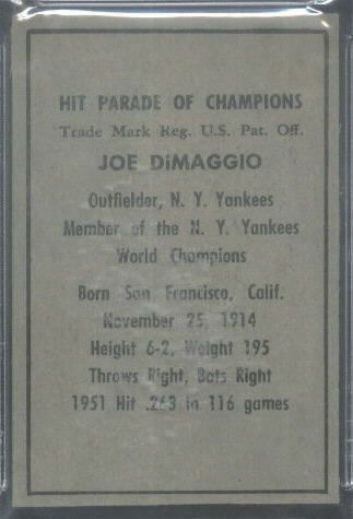 1952 Berk Ross Joe DiMaggio PSA 8oc (8191)  