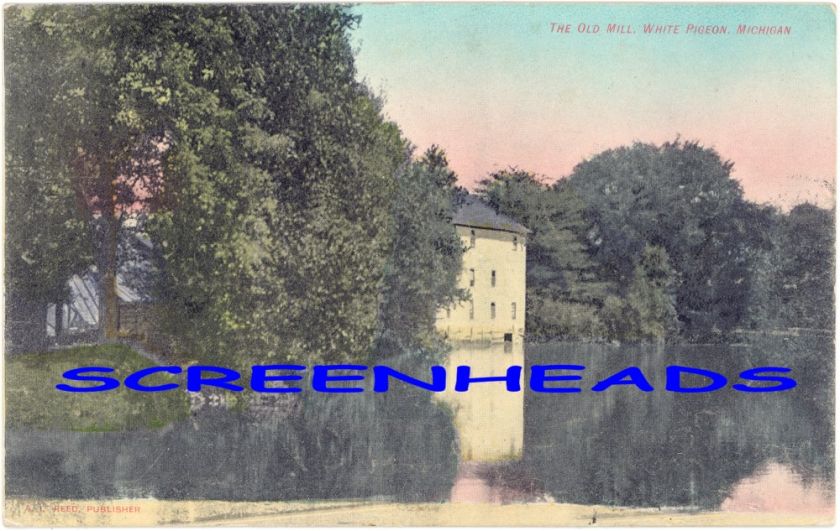 1908 THE OLD MILL WHITE PIGEON MICHIGAN POSTCARD  