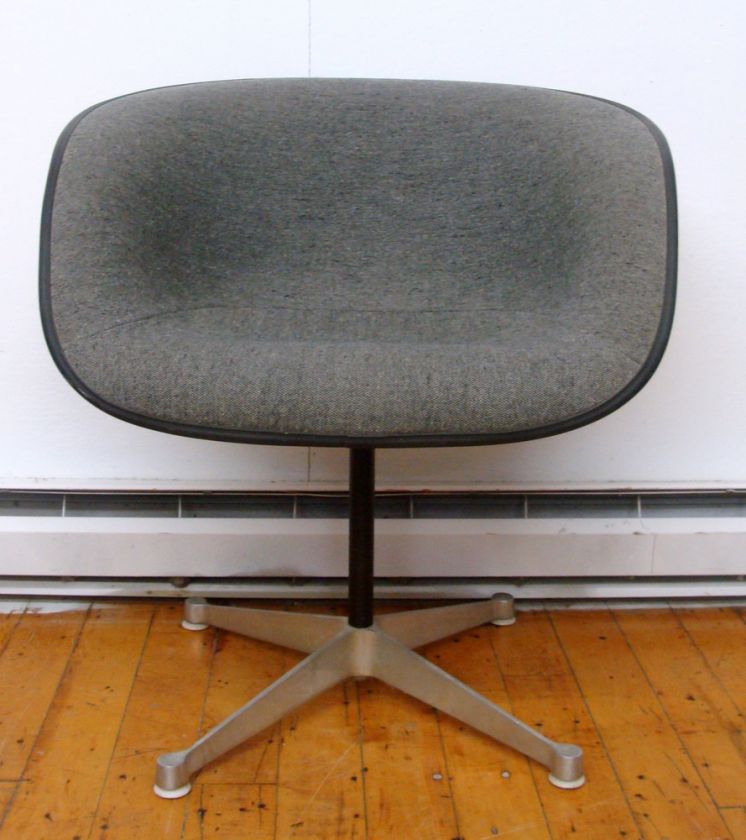 Vintage Herman Miller Upholstered Fiberglass Chair Gray  