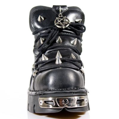 NEWROCK New Rock 110 Black Leather Stud Biker Boots  