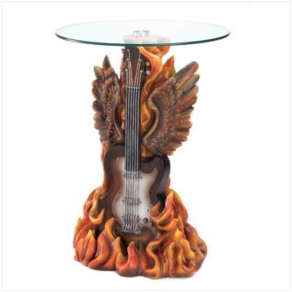 Decorative Themed Figure Round Glass Top Accent Table  