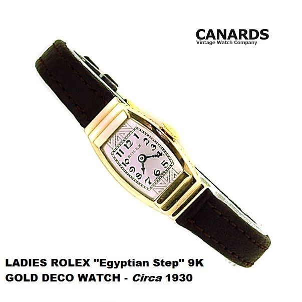 Vintage ROLEX Ladies 9k Egyptian Step Watch   c1930  