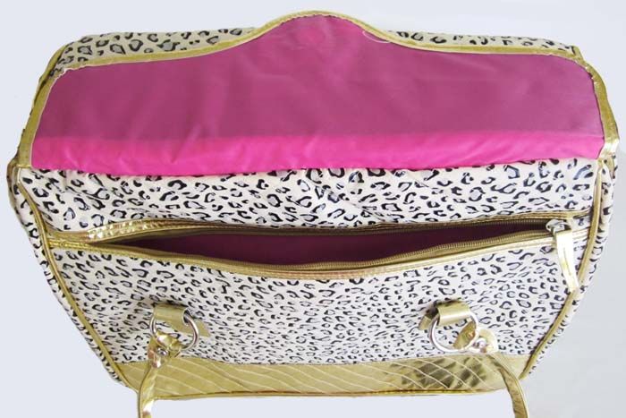   Laptop Briefcase Rolling Wheel Travel Bag Luggage Gold Leopard  