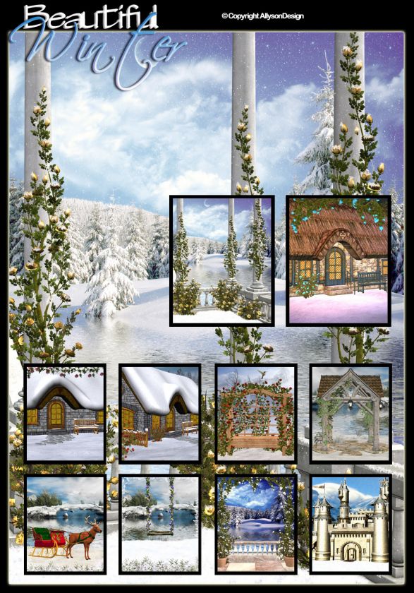 BEAUTIFUL WINTER Digital Fantasy Backgrounds Backdrops  