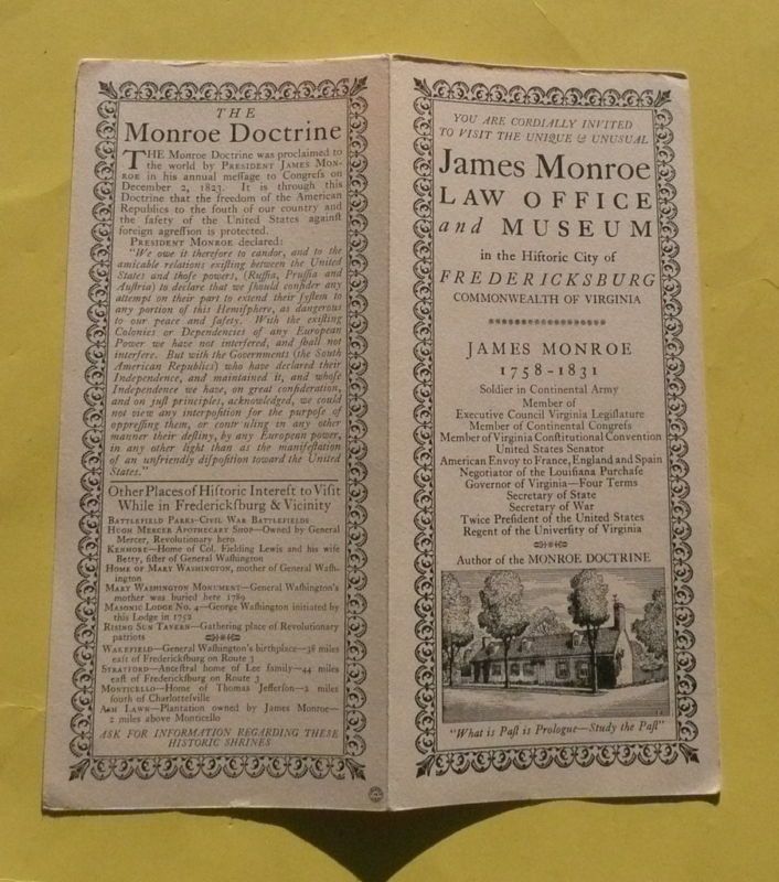 1950s James Monroe law office Fredericksburg Virginia  