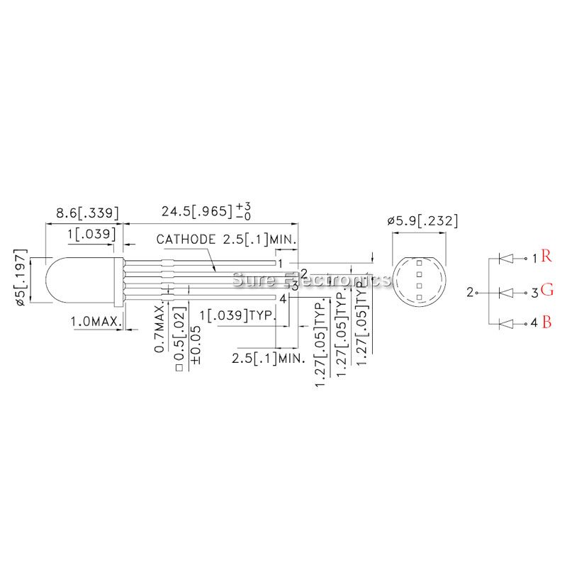 100 pcs 5mm RGB LED 4000mcd Common Cathode & Free R  